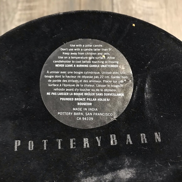 Pottery Barn Pounded Bronze Pillar Holder Set of 2 - Picture 9 of 11